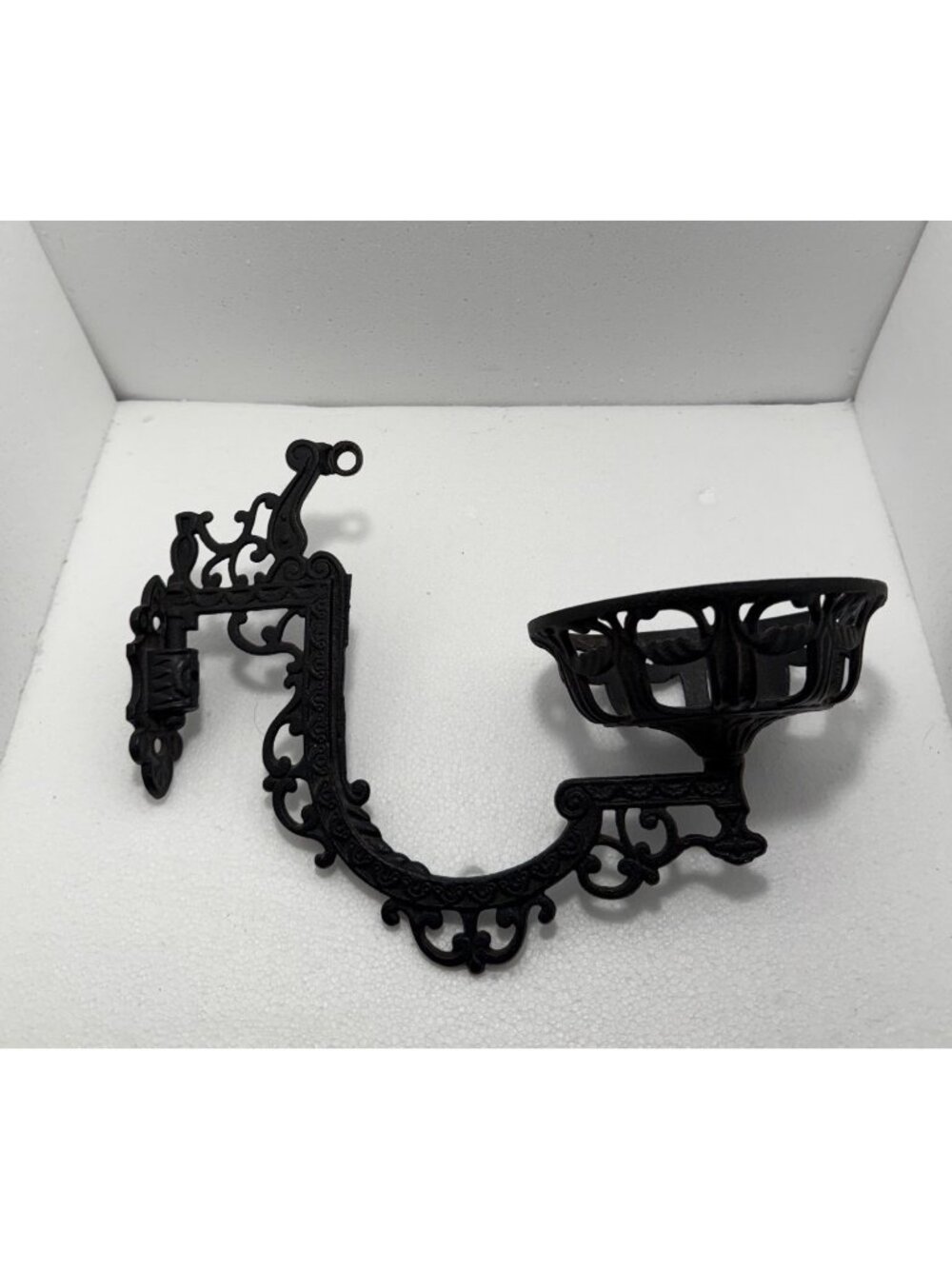 Early 20th Century Victorian Cast Iron Oil Lamp Holder With Mounting Bracket